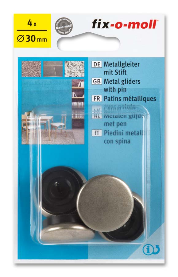 fix-o-moll Metallgleiter mit Stift Ø 30mm
