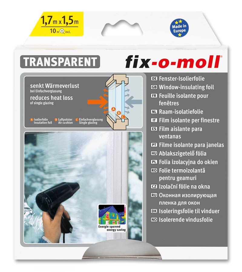 fix-o-moll Fenster-Isolierfolie 1,7 m x 1,5 m stoppt Kälte und spart Energie