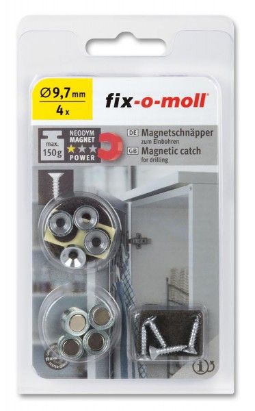 fix-o-moll Neodym Magnetschnäpper zum Einbohren 9,7mm